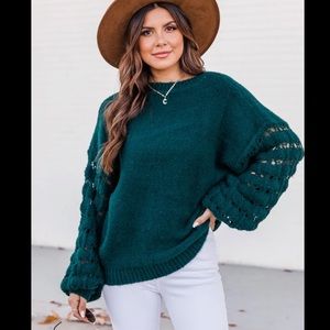 PINK LILY BOUTIQUE Perfect Time for Love Evergreen Sweater